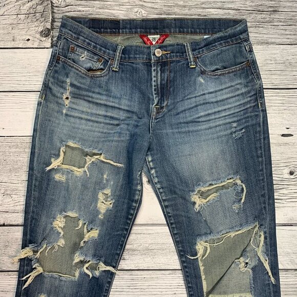 Lucky Brand Straight Leg Distressed Blue Denim Jeans - Picture 2 of 13